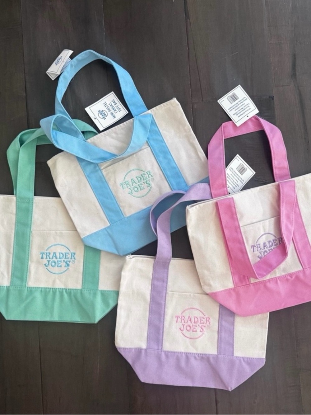 Trader Joe’s Mini Totes - Pink, Blue, Mint, Lavender